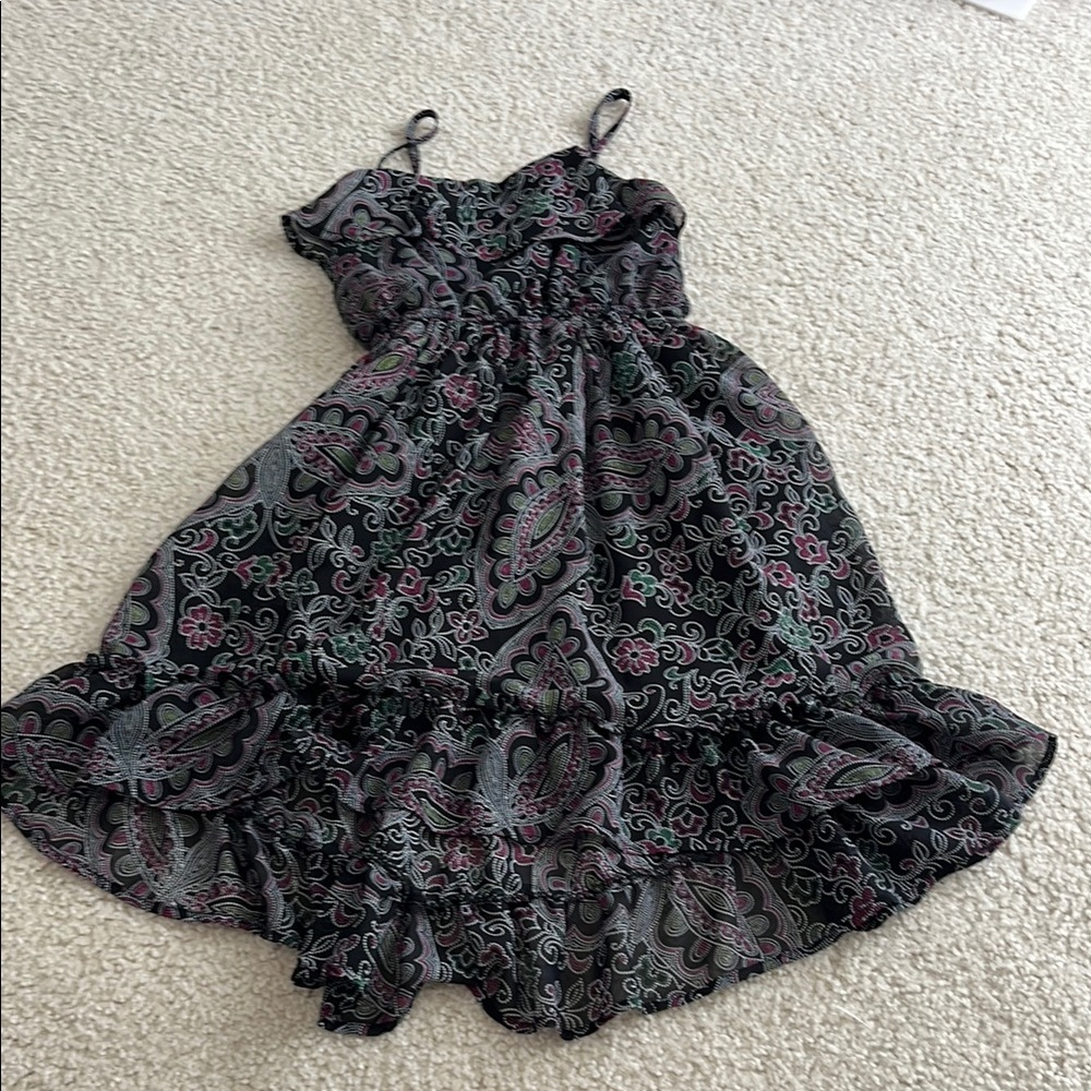 Floral Black and Pink Kids Dress